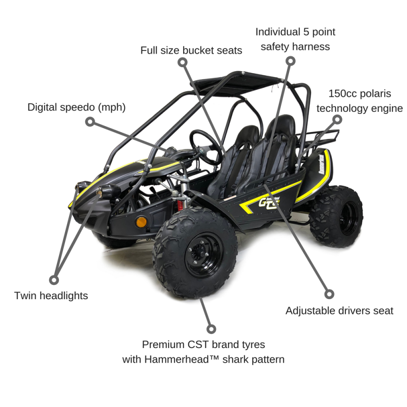 Hammerhead GTS150 Off Road Buggy - Black & Yellow - Features List