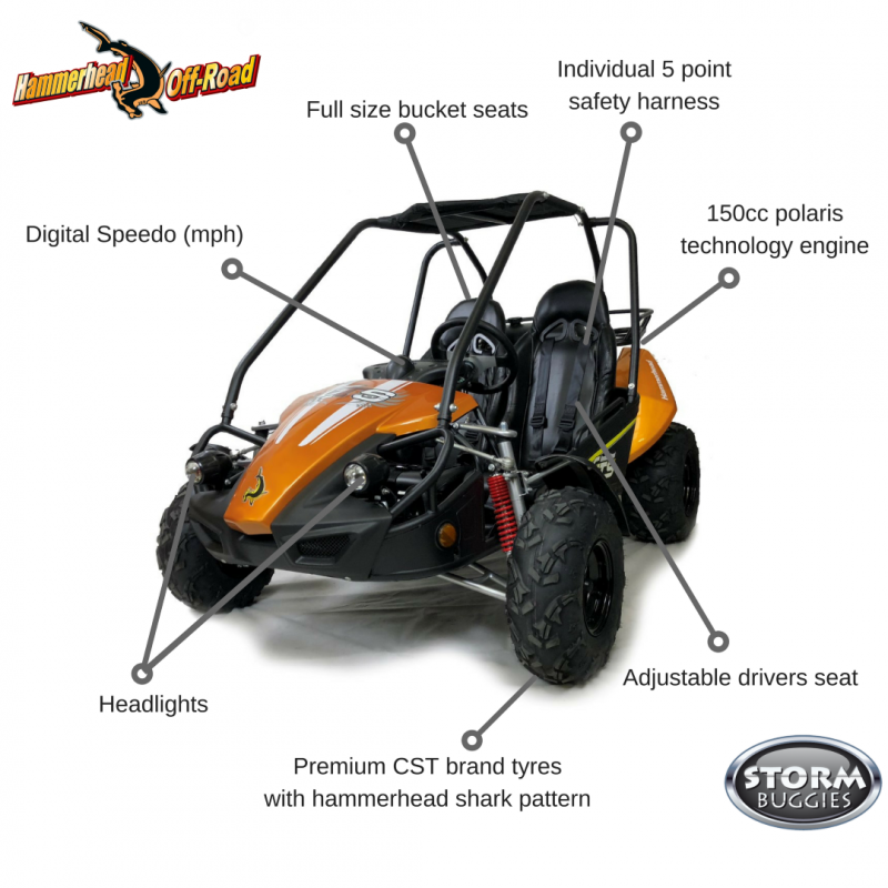 Hammerhead GTS150 Off Road Buggy - Black & Orange - Features