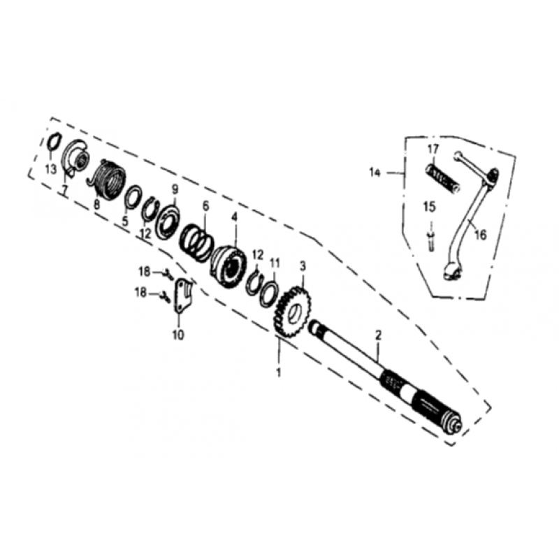 Starting Shaft Assembly - RFZ 125cc Jaguar