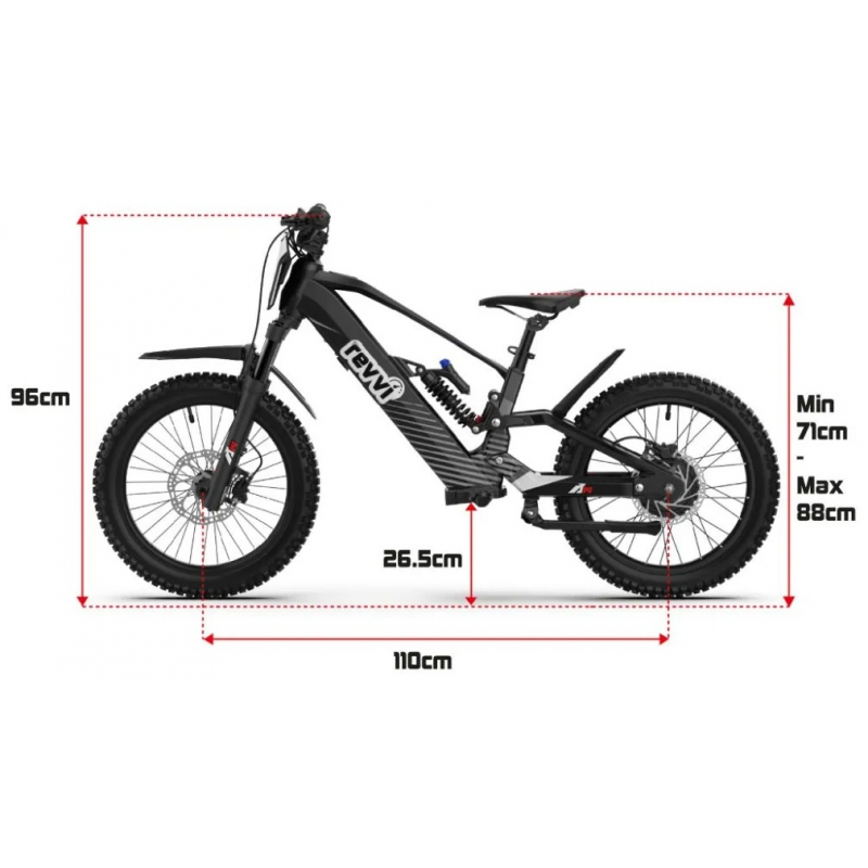 Kids 1000w 48v Electric Balance Bike - Revvi 20" Plus - Black