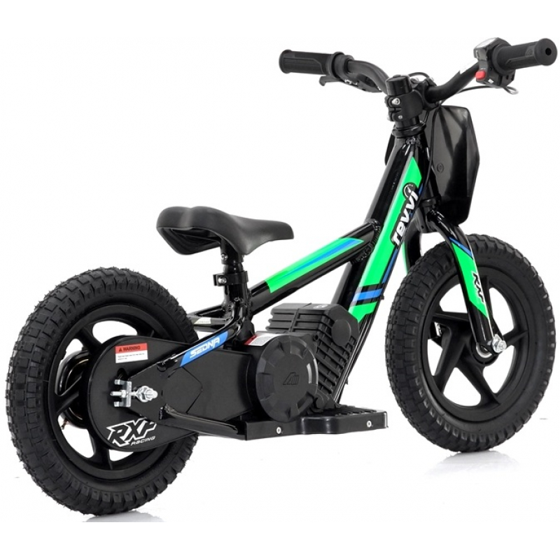 Kids 100w Electric Balance Bike - Revvi Twelve - Green