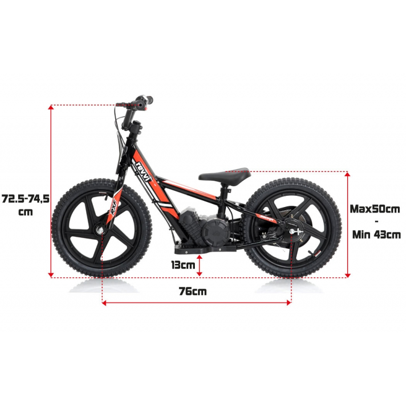  Kids 170w Electric Balance Bike - Revvi Sixteen - Orange