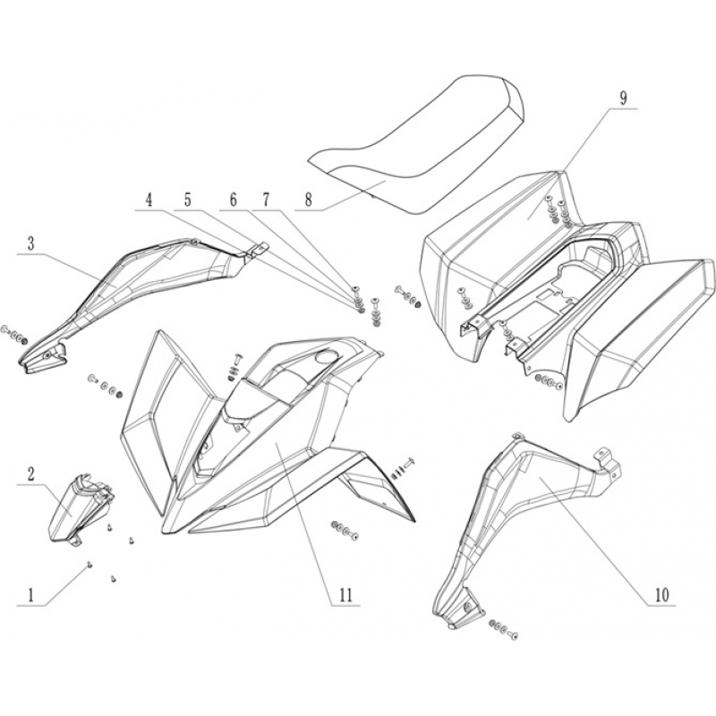 Rear Body Plastic (Black) - Sniper Pro 120cc Quad Bike