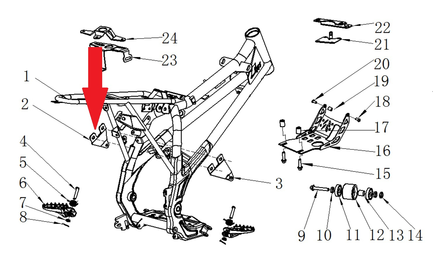 Engine Mounting Bracket (Left) - RFN 125cc / 140cc Thunder Dirt Bike