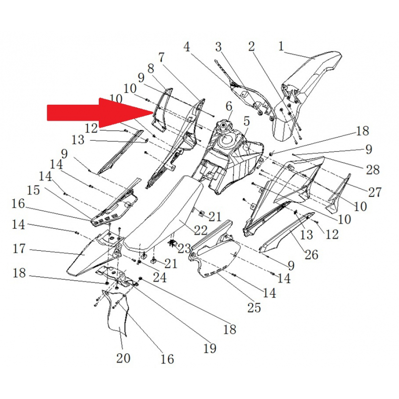  Left Plastic For Gas tank  - RFN 125cc / 140cc Thunder Dirt Bike