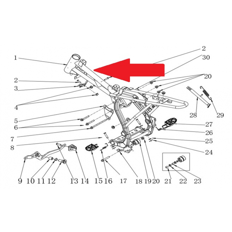 Main Frame - RFN Thunder Pro 110cc Dirt Bike