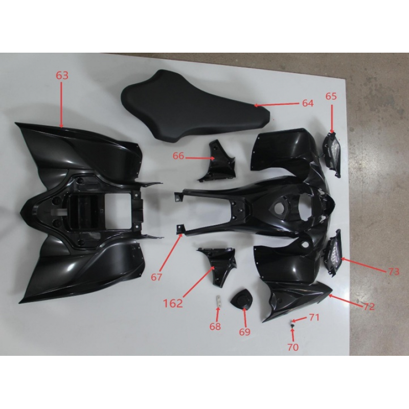 Main Front & Rear Body Plastic (Black) - Renegade Pro 1500w Quad Bike