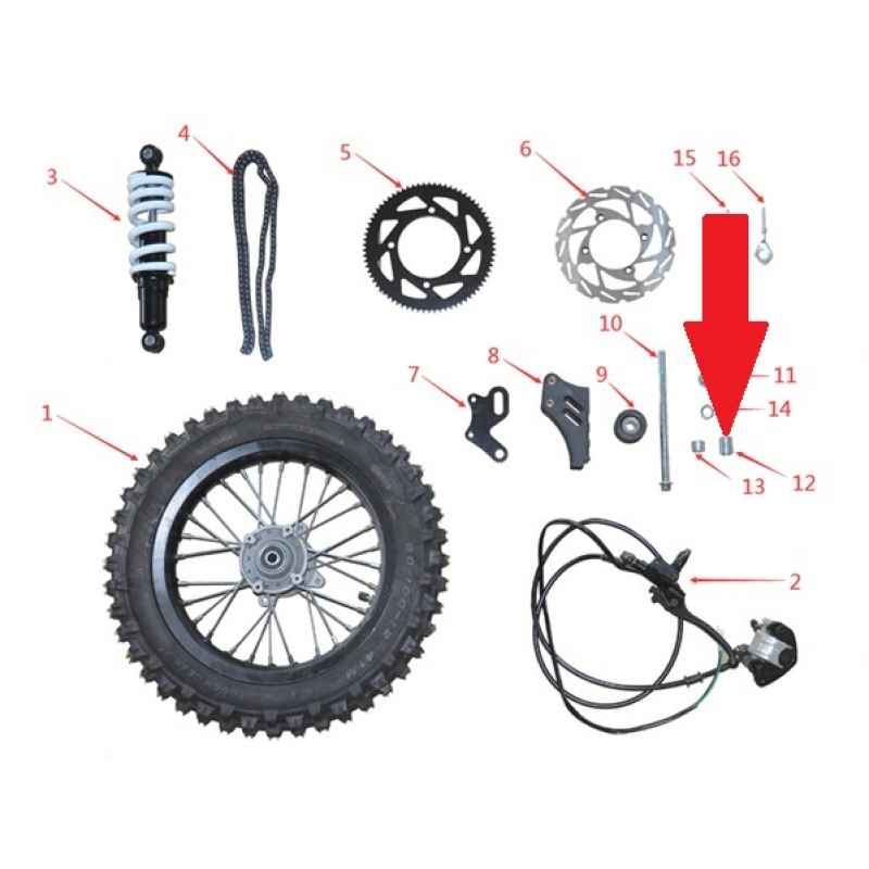 Rear Wheel Spacer 1 (Left) - 1200w & 2000w Electric Dirt Bike