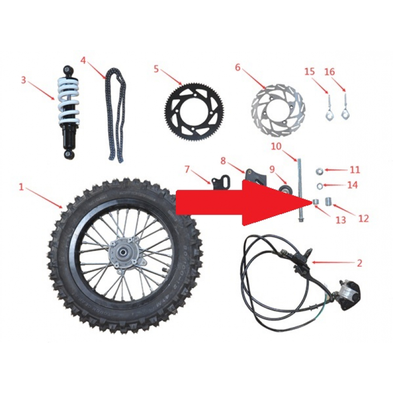 Rear Wheel Spacer 2 (Right) - 1200w & 2000w Electric Dirt Bike