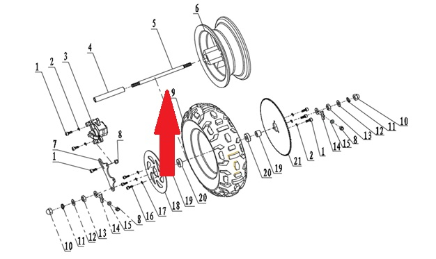 Rear Axle Stud - 250w Monkey Bike