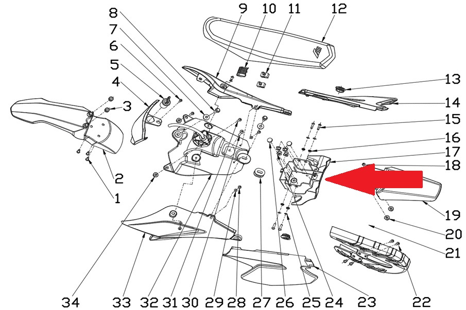 Rear bottom mud fender - RFN 70cc / 110cc Thunder Dirt Bike