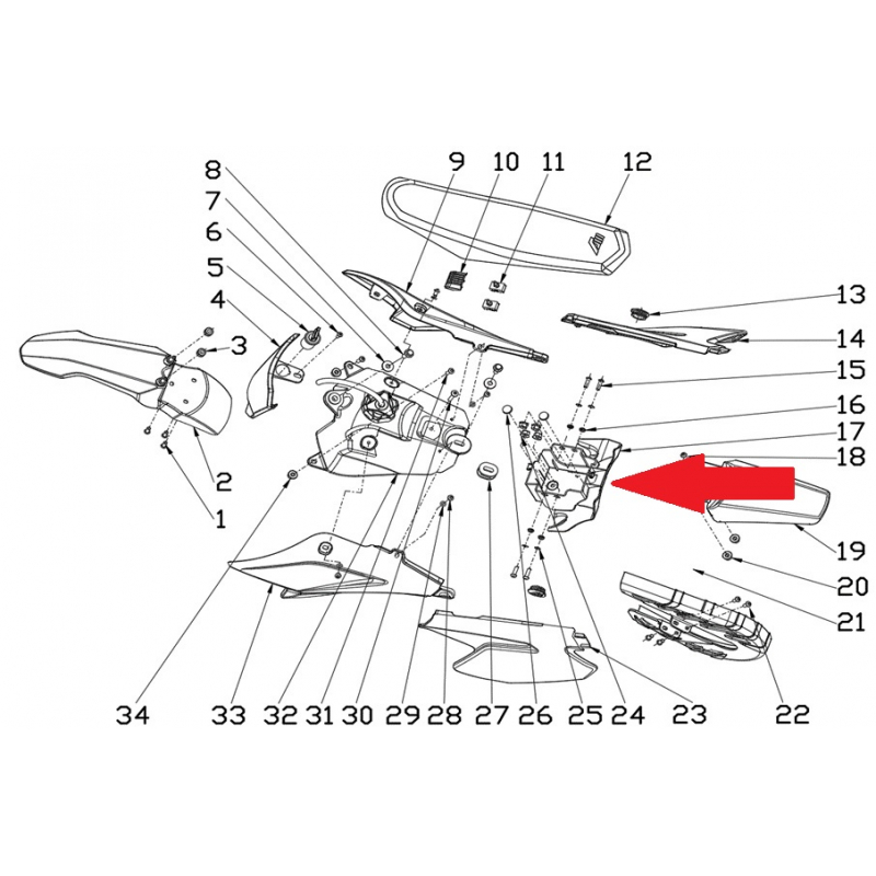 Rear bottom mud fender - RFN 70cc / 110cc Thunder Dirt Bike