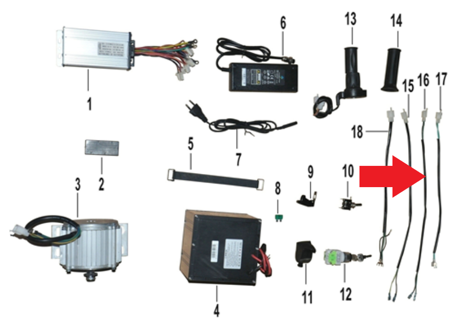 Rear Brake Cable - 1200W Electric Dirt Bike