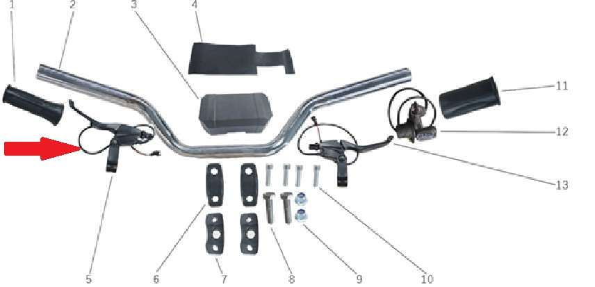 Rear Brake Lever & Wiring - Storm 800w Dirt Bike