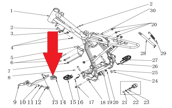 Rear Brake Lever Tip - RFN Thunder Pro 110cc Dirt Bike