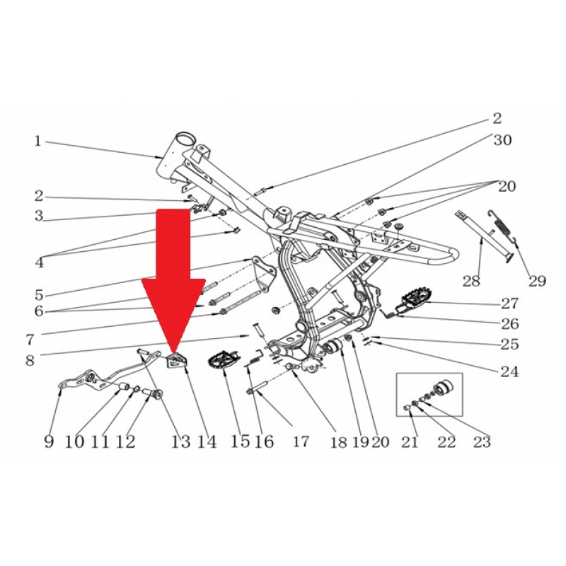 Rear Brake Lever Tip - RFN Thunder Pro 110cc Dirt Bike