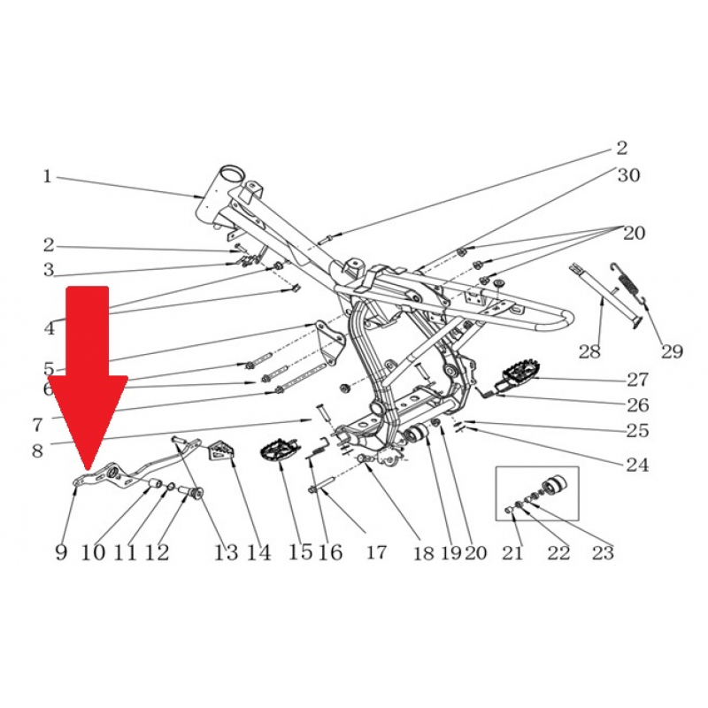 Rear Brake Pedal - RFN Thunder Pro 110cc Dirt Bike