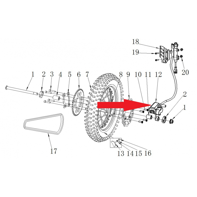 Rear Brake Caliper - RFN 125cc / 140cc Thunder Dirt Bike