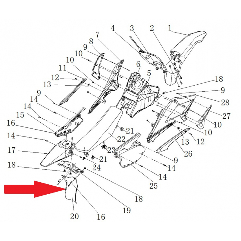 Rear fender - RFN 125cc / 140cc Thunder Dirt Bike