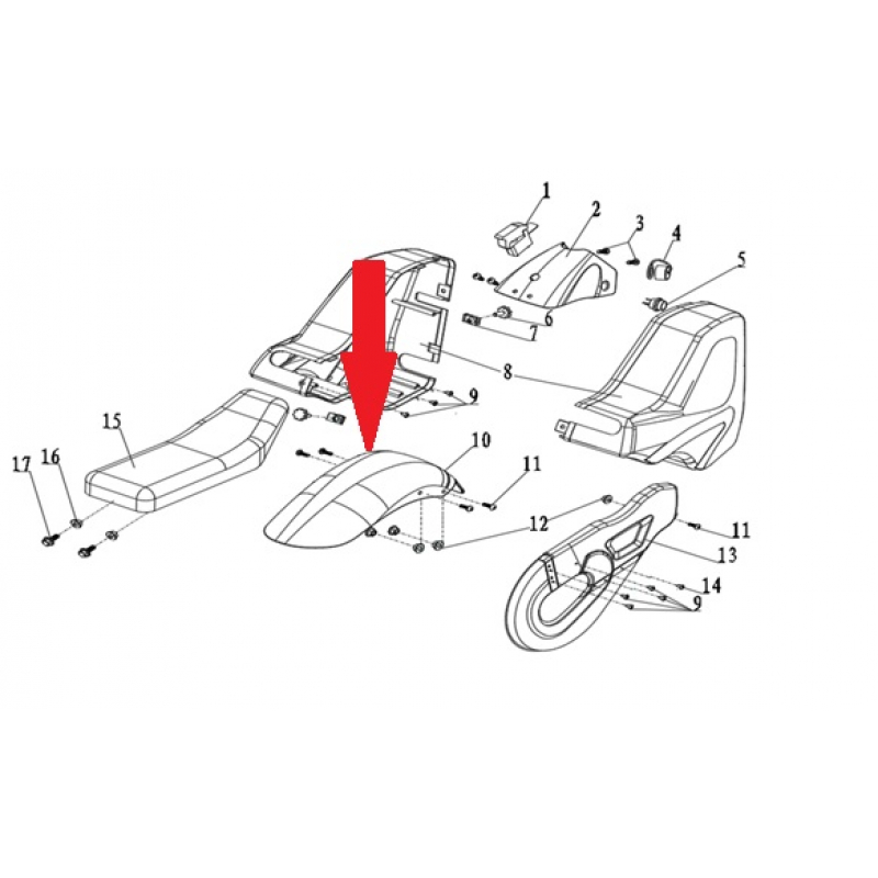 Rear Mudguard - 250w Monkey Bike