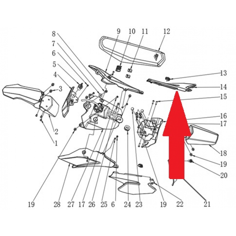 Rear Right Plastic - RFN Thunder Pro 110cc Dirt Bike