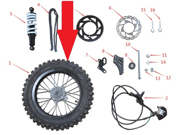 10" Rear Rim - 1200w Electric Dirt Bike