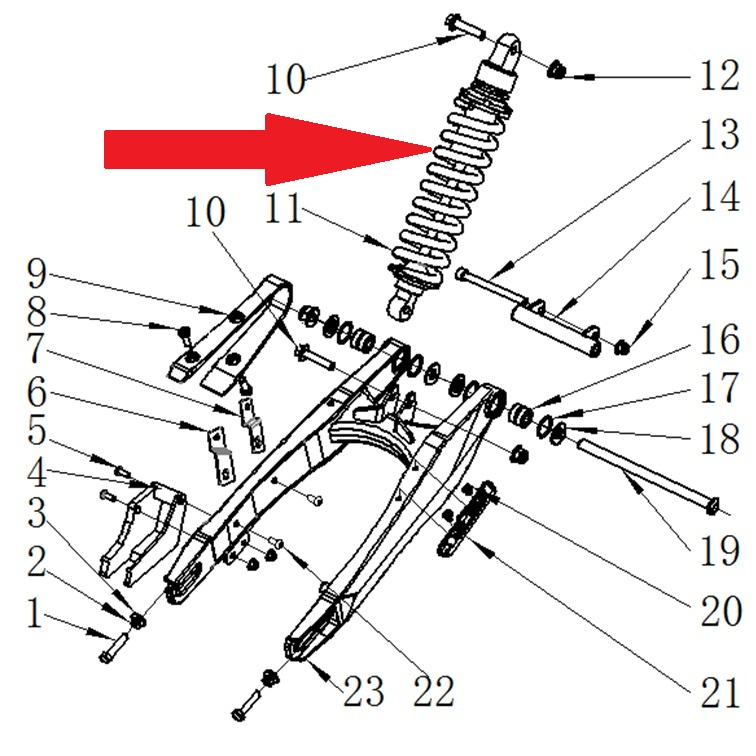 Rear Shock Absorber - RFN 125cc / 140cc Thunder Dirt Bike