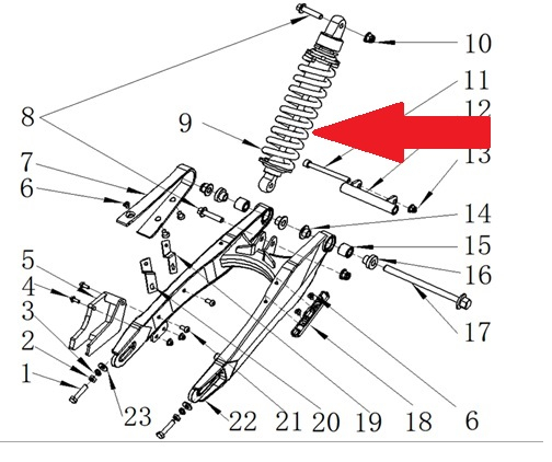 Rear Shock Absorber - RFN Thunder Pro 110cc Dirt Bike