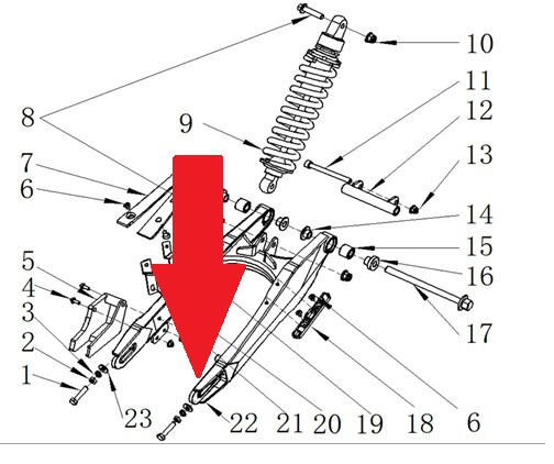 Rear Swing Arm - RFN Thunder Pro 110cc Dirt Bike