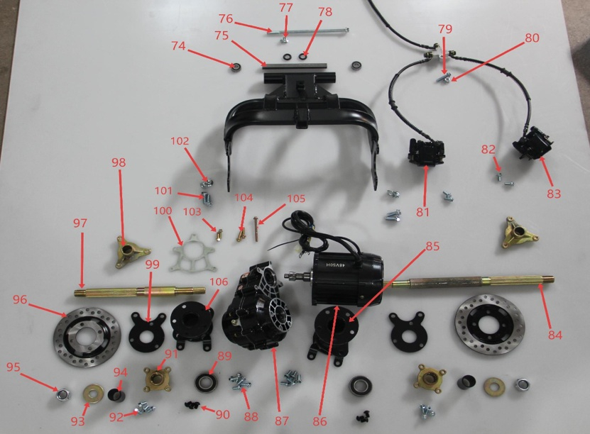 Rear Swing Arm & Axle - Renegade Pro 1500w