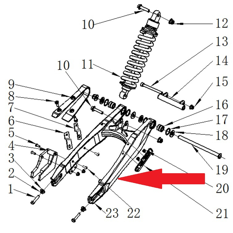 Rear Swing Arm - RFN 125cc / 140cc Thunder Dirt Bike