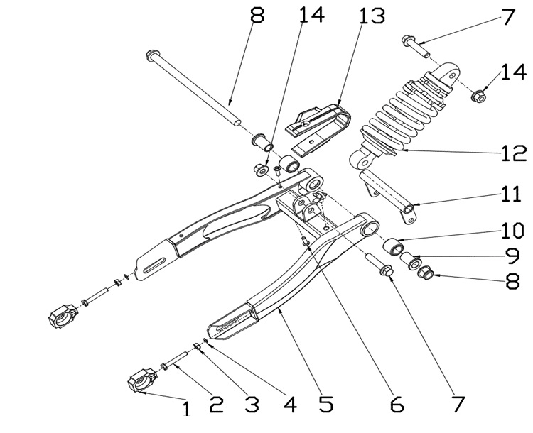 Rear Swing Arm - RFN Thunder 70cc