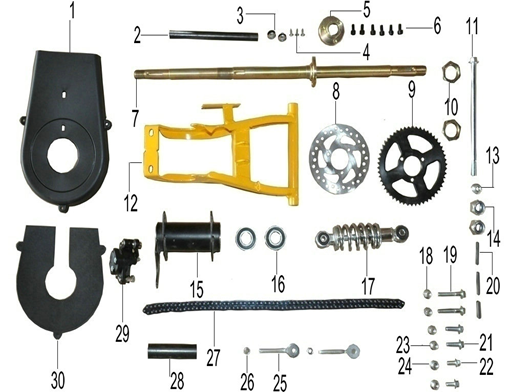 Rear Swing Arm (Black) - Renegade 50cc