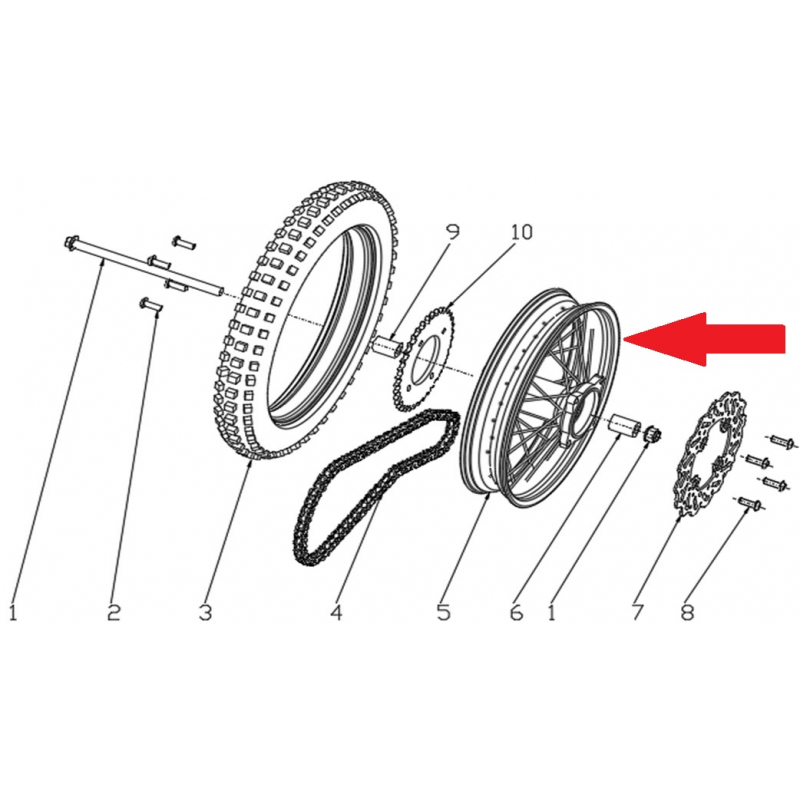10" Rear Wheel Rim - RFN 70cc / 110cc Thunder Dirt Bike