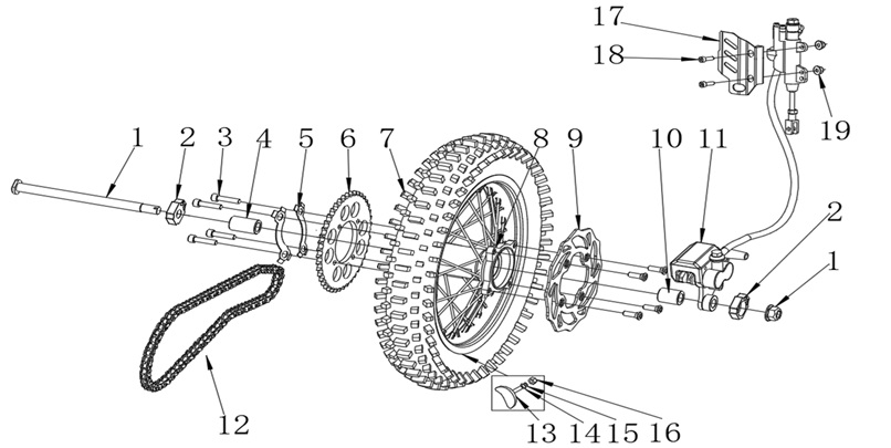 Rear Wheel & Brakes - RFN Thunder Pro 110cc