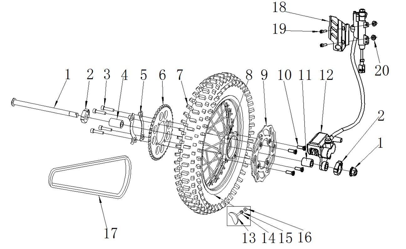Rear Wheel & Brakes - RFN Thunder 125cc