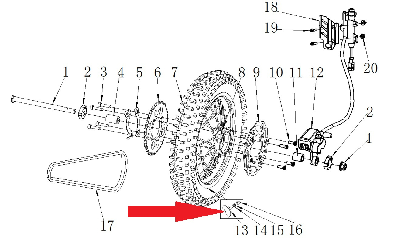 Rear wheel anti-skid block- RFN 125cc / 140cc Thunder Dirt Bike