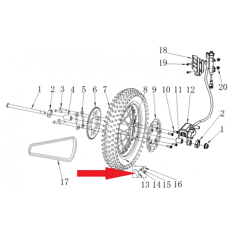 Rear wheel anti-skid block- RFN 125cc / 140cc Thunder Dirt Bike