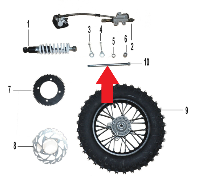 Rear Wheel Axle - 1200W Electric Dirt Bike