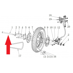 Rear Wheel Axle (M14 x 1.5 x 225mm) - RFN 125cc / 140cc Thunder Dirt Bike