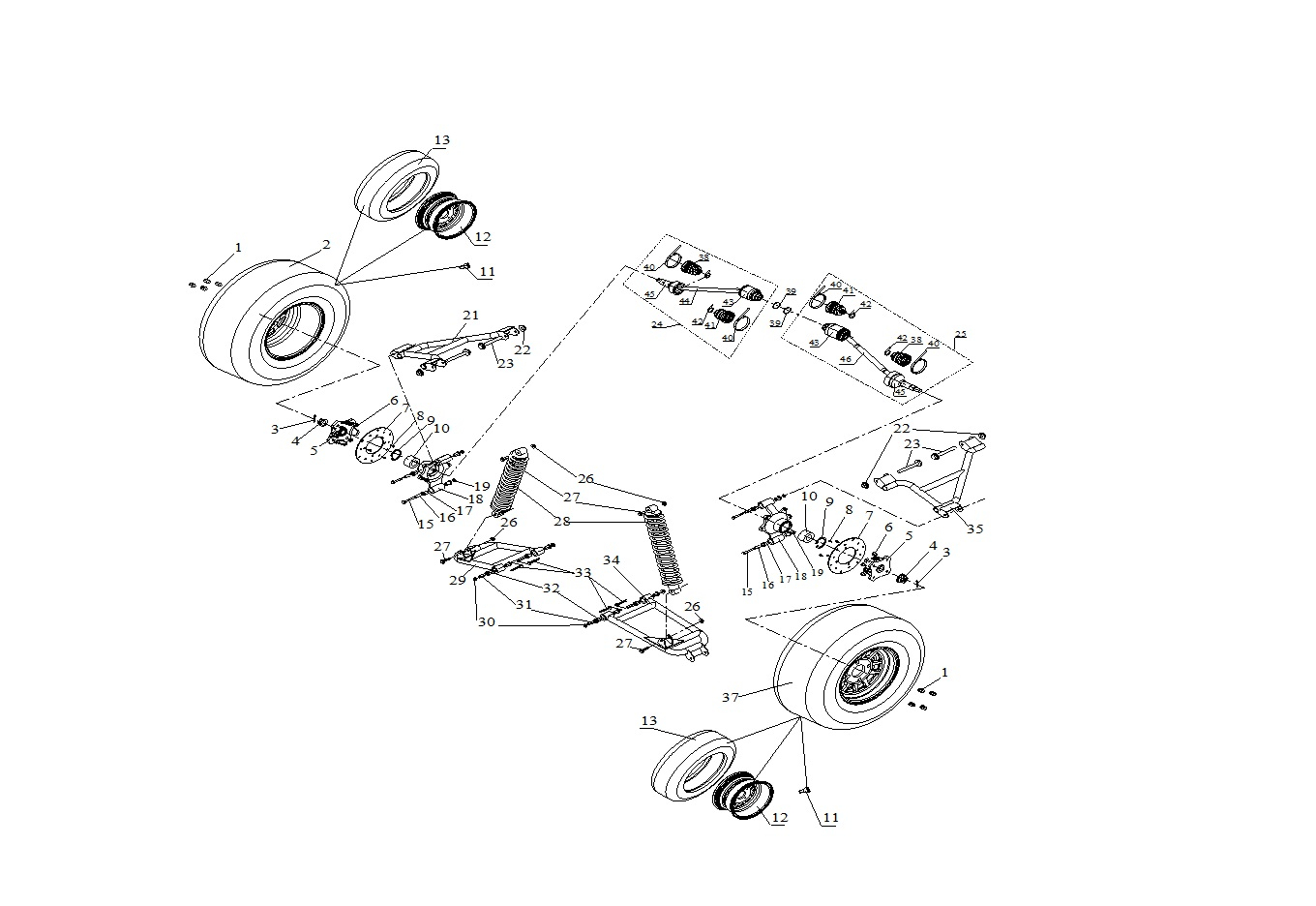 REAR WHEEL, HUB & SUSPENSION