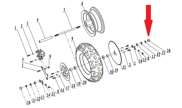 Rear Wheel Nut (M10 x 1.25) - 250w Monkey Bike