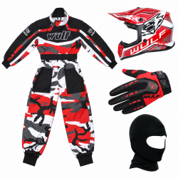 Red Camo Wulfsport Clothing & Helmet Discount Bundle Deal