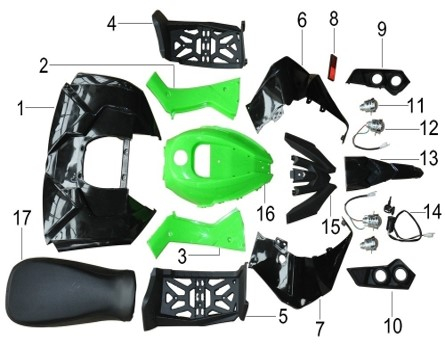 Body Panels - Renegade 48v 1200w Kids Electric Quad Bike