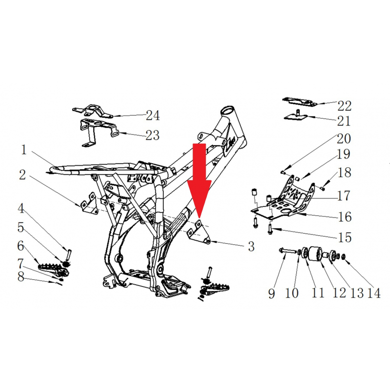 Engine Mounting Bracket (Right) - RFN 125cc / 140cc Thunder Dirt Bike
