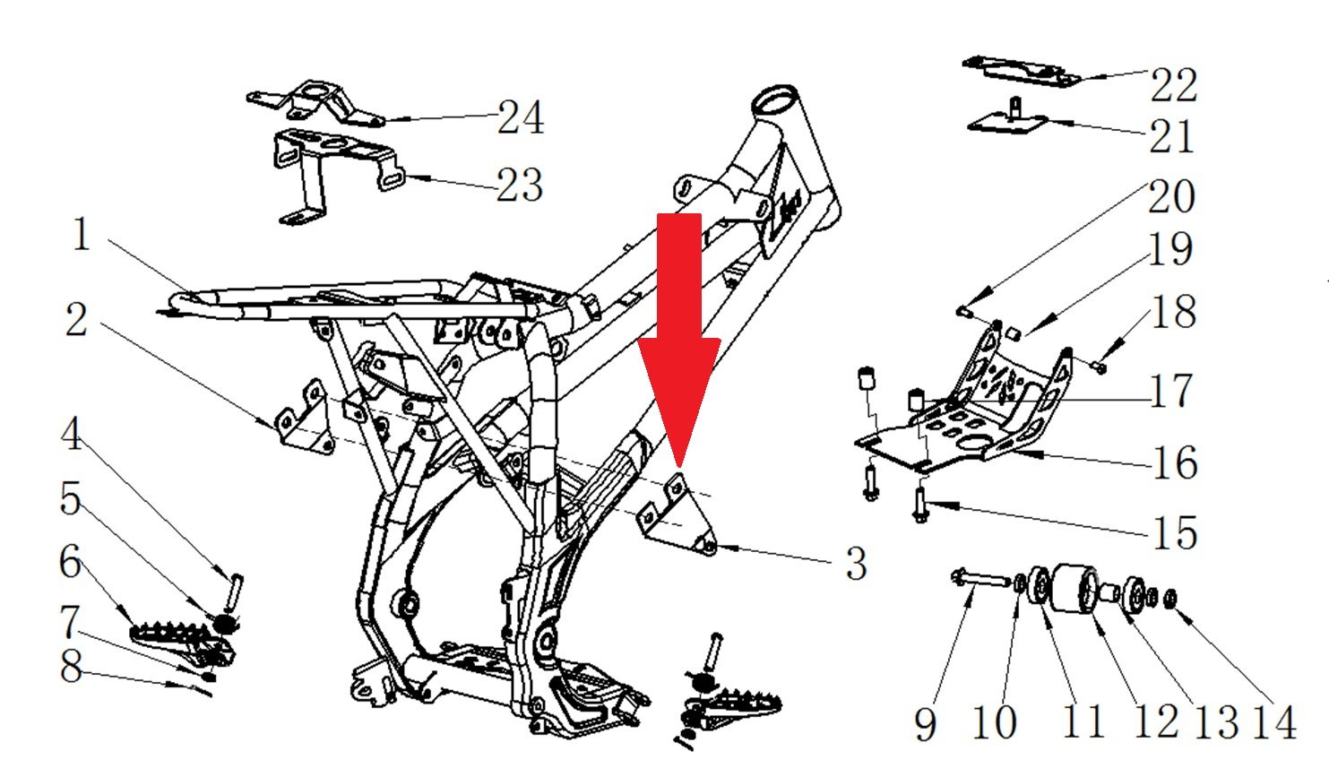 Engine Mounting Bracket (Right) - RFN 125cc / 140cc Thunder Dirt Bike