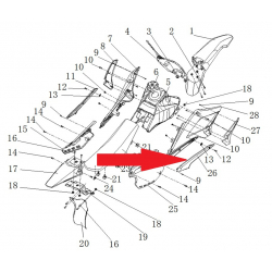 Right middle side plastic - RFN 125cc / 140cc Thunder Dirt Bike