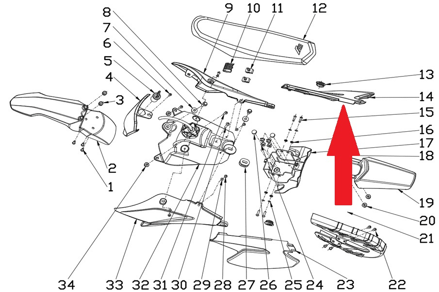 Rr.Right plastic body - RFN 70cc / 110cc Thunder Dirt Bike