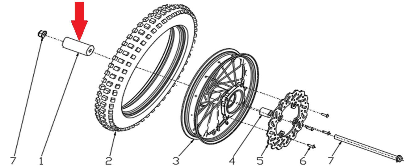 Spacer (12.5 x 22 x 16mm) - RFN 70cc / 110cc Thunder Dirt Bike