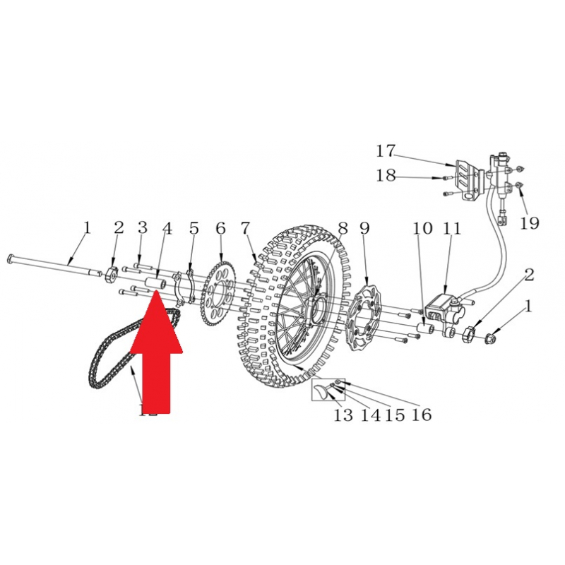 Spacer (15.5 x 22 x 36mm) - RFN Thunder Pro 110cc Dirt Bike
